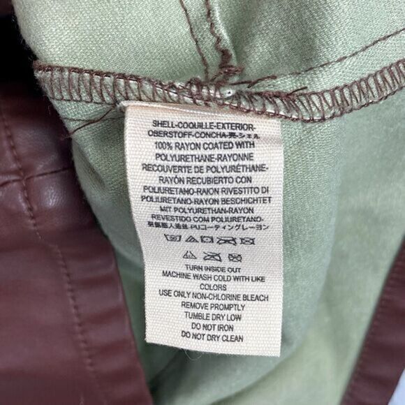 Free People Dress Womens X-Small Burgundy Faux Leather Front Zip City Girl Mini - Picture 15 of 15